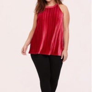 LIKE NEW! TORRID RED VELVET PLEATED GODDESS TANK 2X
